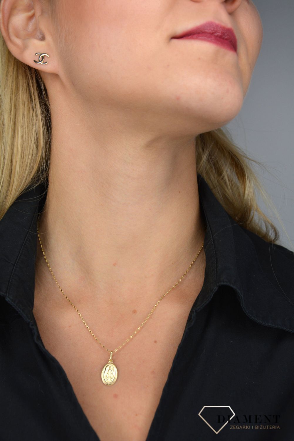 Złoty łańcuszek do medalika 585 ozdobny splot 1 mm.jpg